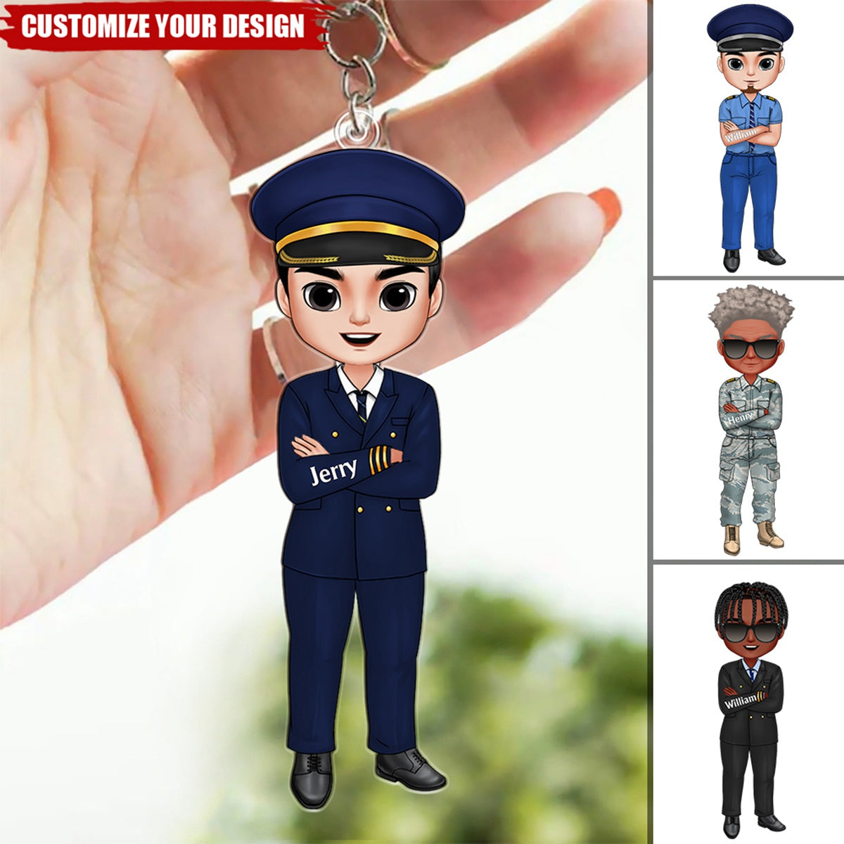 Pilot Man Personalized Acrylic Keychain, Gift For Pilot