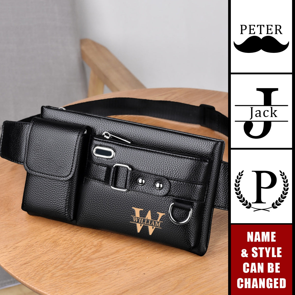 Vintage Monogram - Personalized Travel Waist Crossbody Shoulder Bag