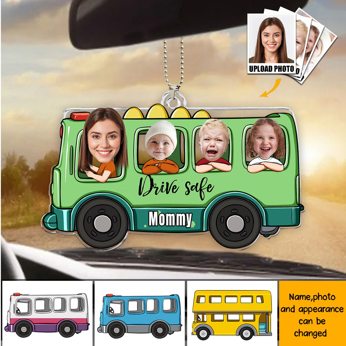 Drive Safe Mommy - Personalized Car Photo Ornament