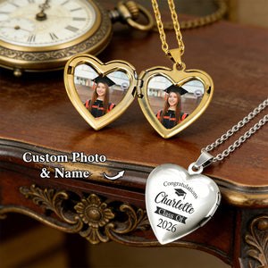 Graduation Photo Congratulations - Personalized Locket Necklace