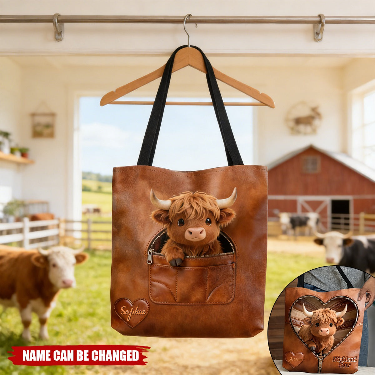 Love Highland Cows - Personalized Highland Cow Tote Bag