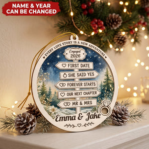 Our Forever Begins - Personalized 2-Layered Wooden Ornament