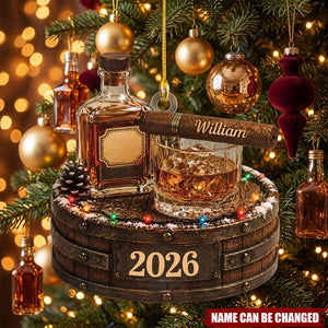 Personalized Whiskey Christmas Ornament, Custom Bourbon Lover Gift