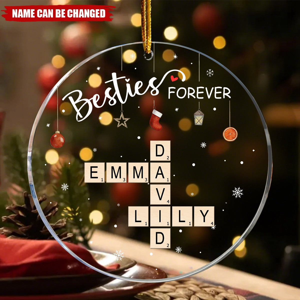 Family Forever Scrabble Custom Name - Personalized Acrylic Ornament