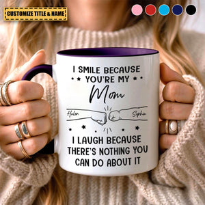 I Smile Because You're My Brother - Personalized Accent Mug - Gifts For Mom, Dad, Brother, Sister