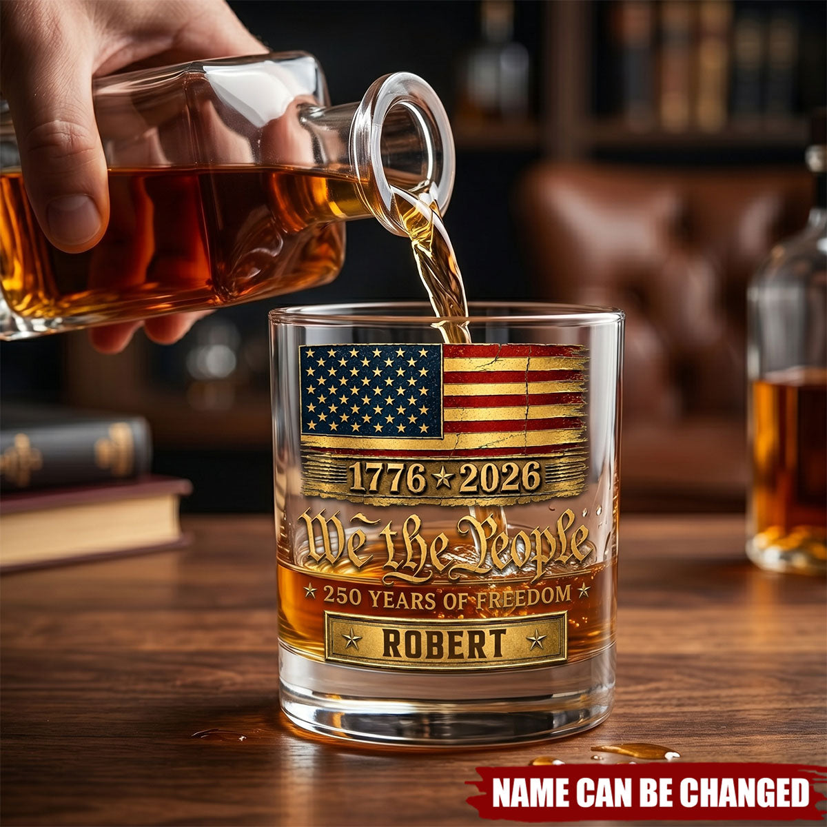 Red White And Proud - Personalized Whiskey Glass