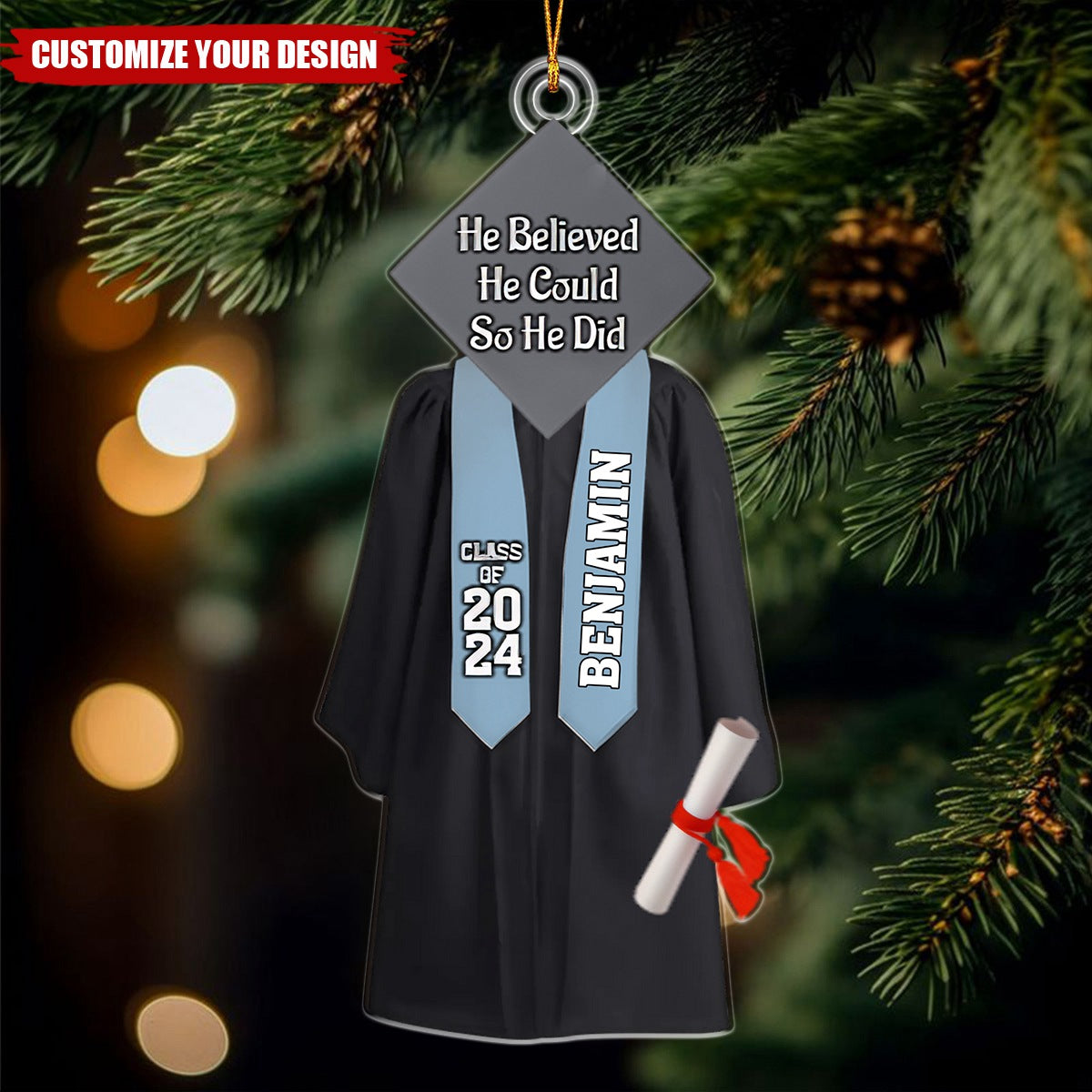 Gift For Graduation - Personalized Acrylic Christmas Ornament