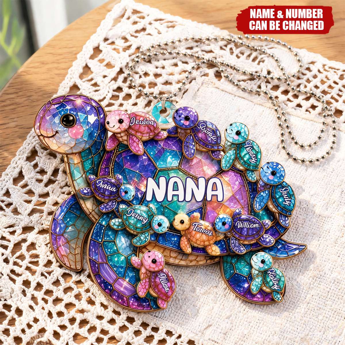 Happy Together Forever Mama Turtle Family - Personalized Acrylic Car Ornament