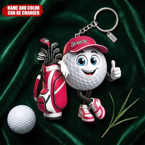 Custom Golf Shaped Acrylic Keychain - Personalized Birthday Gifts For Golf Lovers
