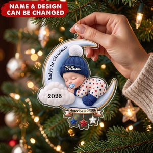 Dreamy Baby on the Moon - Personalized Acrylic Custom Shape Ornament