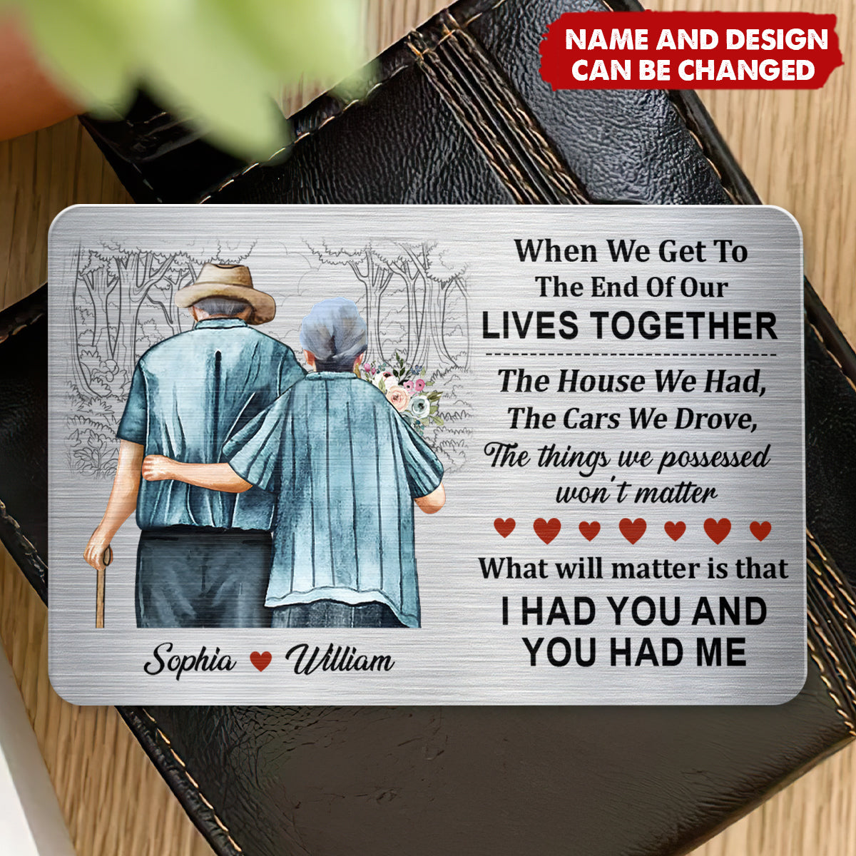 Family Old Couple When We Get - Personalized Aluminum Wallet Card