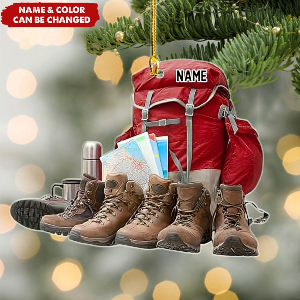 Personalized Hiking Christmas Acrylic Ornament