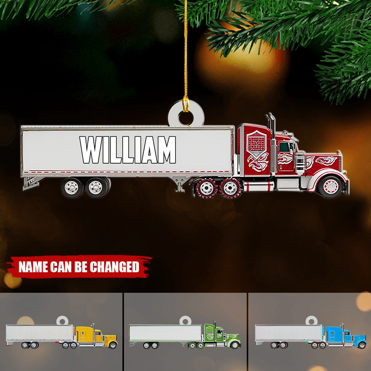Truck Personalized Christmas Acrylic Ornament - Gift For Grandkids, Kid, Trucker