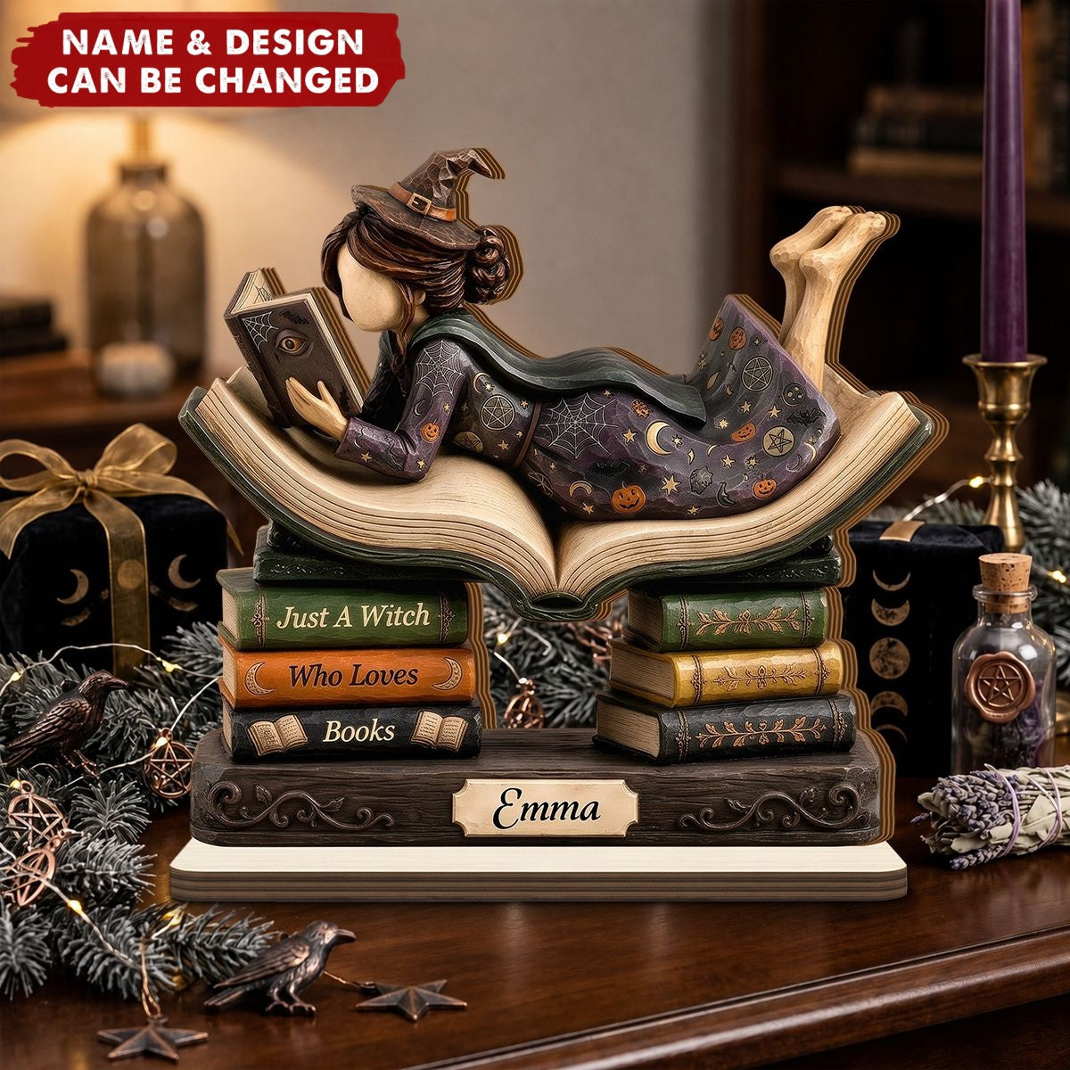 Just A Witch Who Loves Books - Personalized 2-Layer Wood Plaque