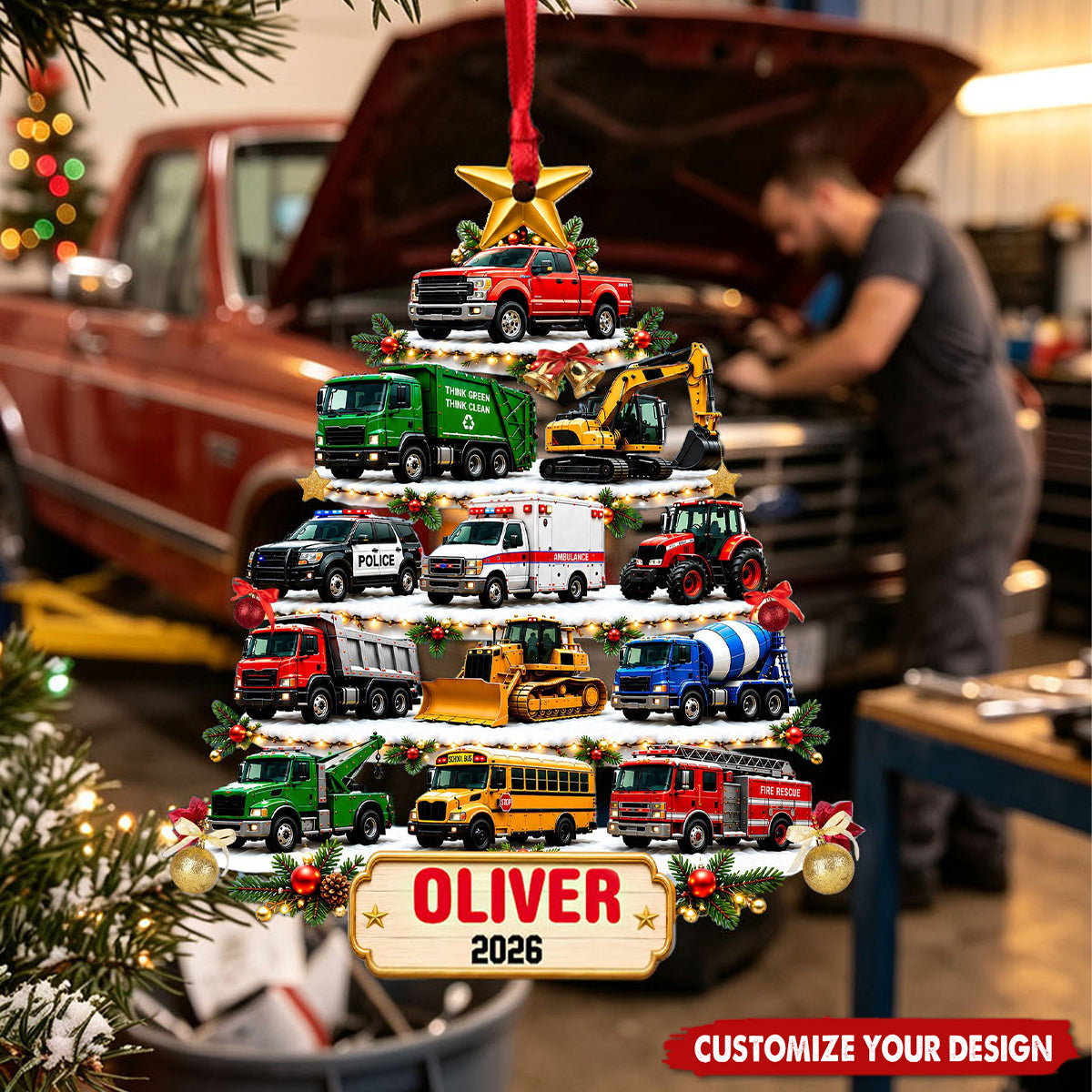 Custom Vehicle Christmas Tree Ornament - Personalized Truck Car Gift