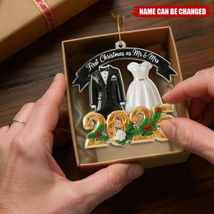 Christmas Couple Acrylic Ornament - Personalized Gift For Couple
