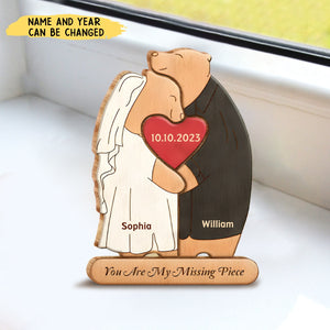 Custom Bear Couple Wooden Puzzle - Gift Idea For Couple/ Him/ Her/ Valentine's Day - You Are My Missing Piece
