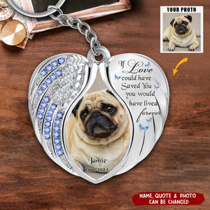 Your Wings Were Ready But My Heart Was Not - Personalized Memorial Heart Acrylic Photo Keychain