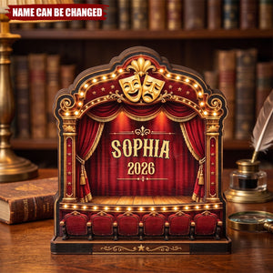 Personalized Theatre Stage Wooden Block, Custom Name Drama Performance Keepsake