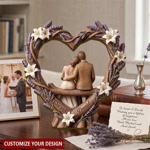 Personalized Wooden Couple Heart Sculpture, Rustic Bridal Decor Gift For The Couple