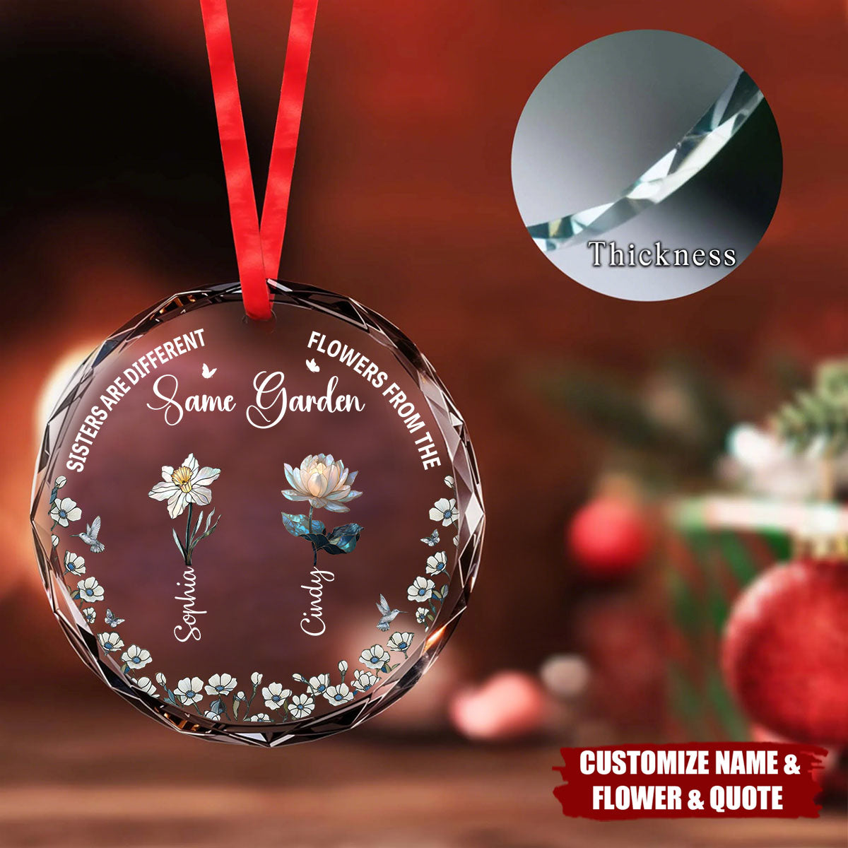 It Takes A Long Time To Grow Old Friends Birth Flowers - Personalized Glass Ornament