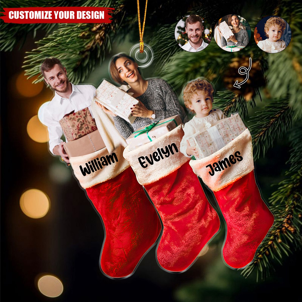 Personalized Custom Photo Gifts For Family Acrylic Ornament