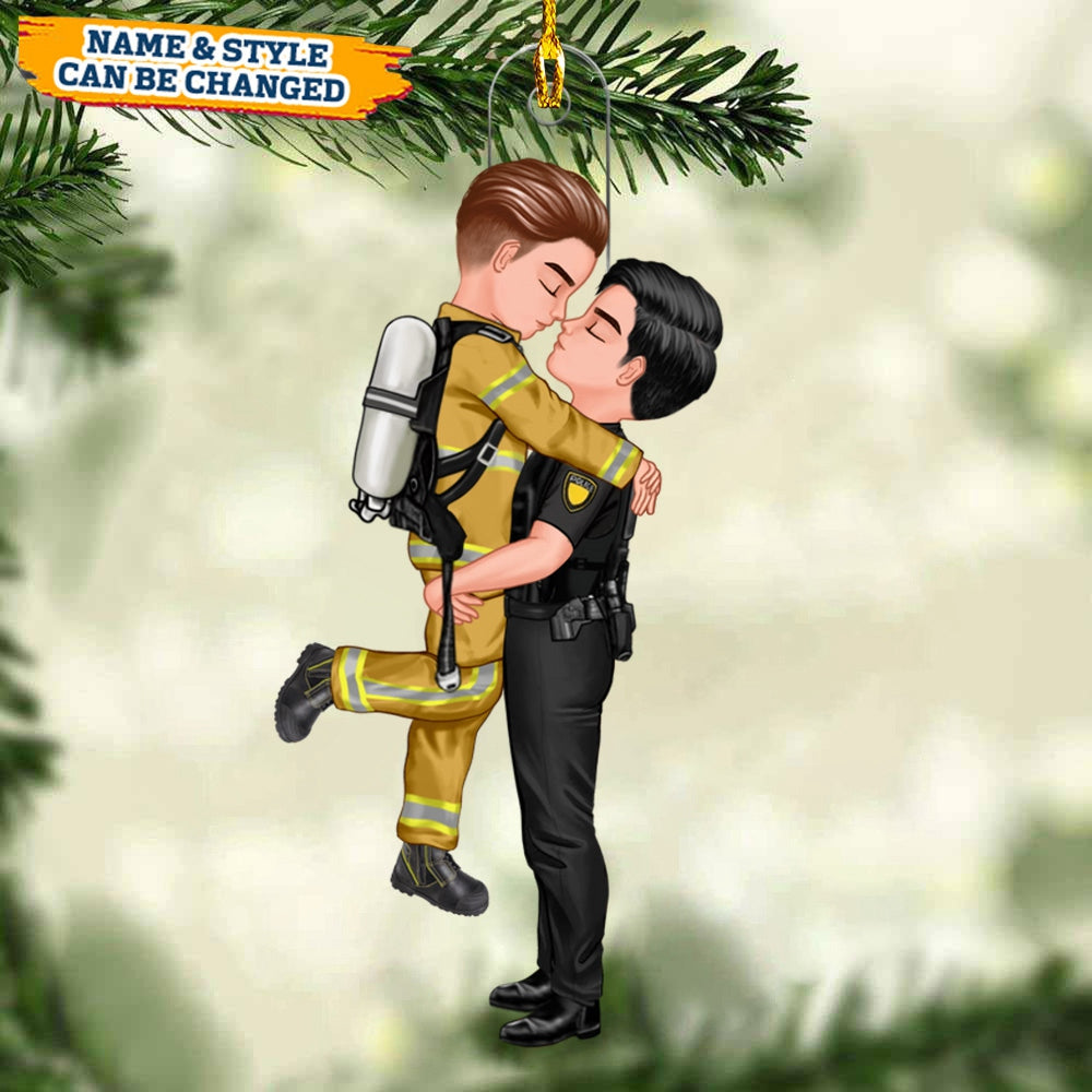 Couple Portrait, Firefighter, Nurse, Police Officer, Military, Chef, EMS, Flight, Teacher, Gifts by Occupation - Personalized Ornament