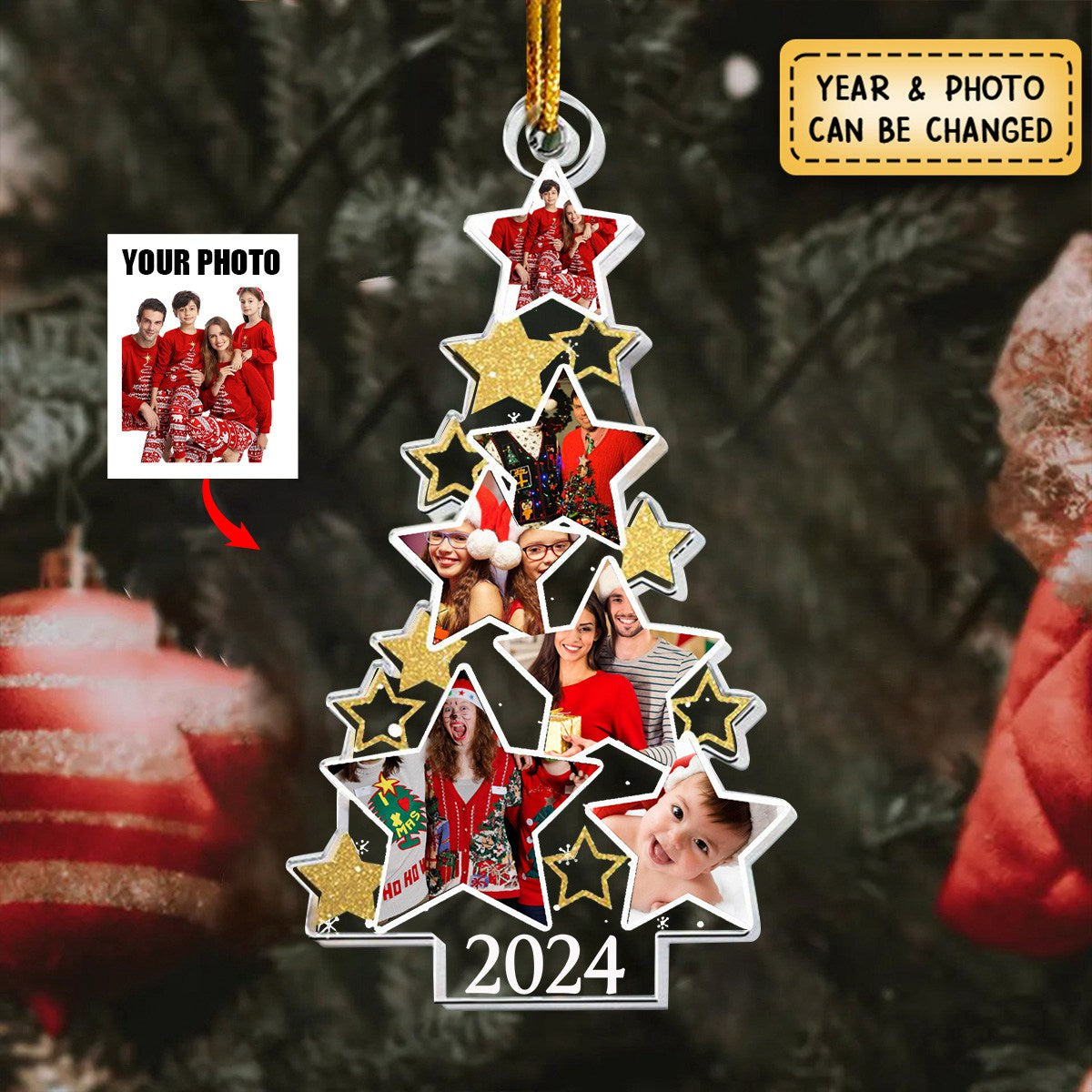 Custom Photo Christmas Tree - Personalized Acrylic Photo Ornament