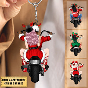 Personalized Acrylic Keychain, Christmas Motorcycle Couple, Christmas Gift For Motorcycle Lovers
