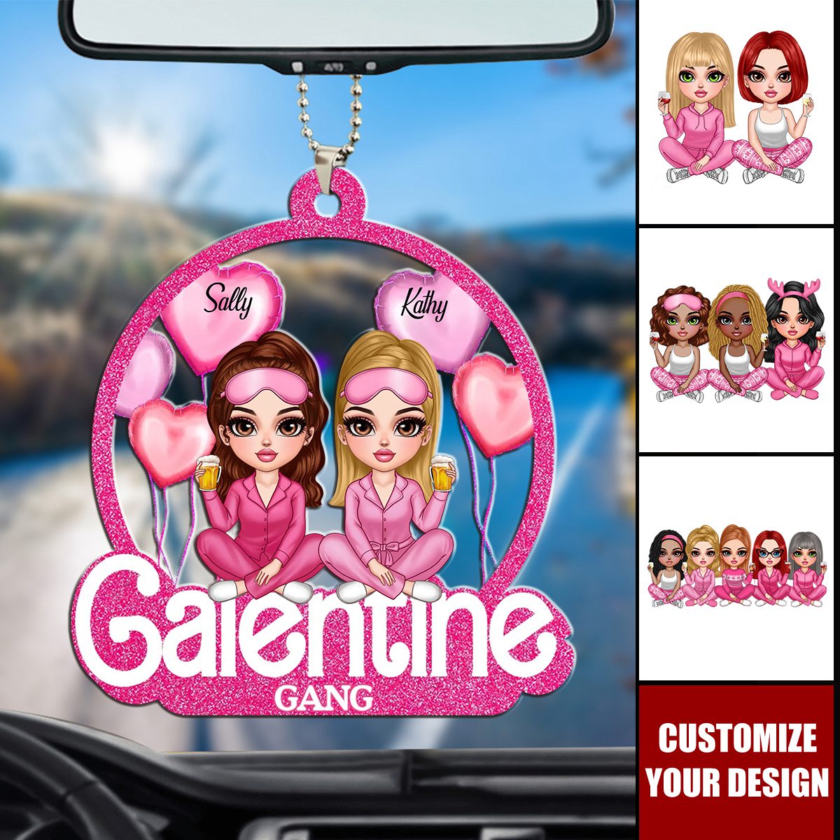 Galentine Gang Partners In Crime Pretty Girls Personalized Acrylic Ornament, Valentine's Day Gift