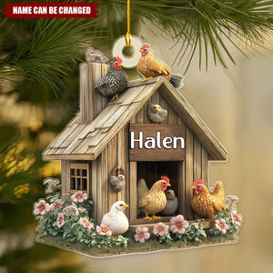 Personalized Chicken Coop Ornament - Xmas Gift For Chicken Lovers, Farmers