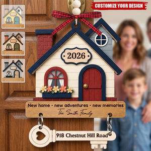 Custom New Home Wooden Ornament With Tag - Personalized Anniversary Christmas Wedding Gifts