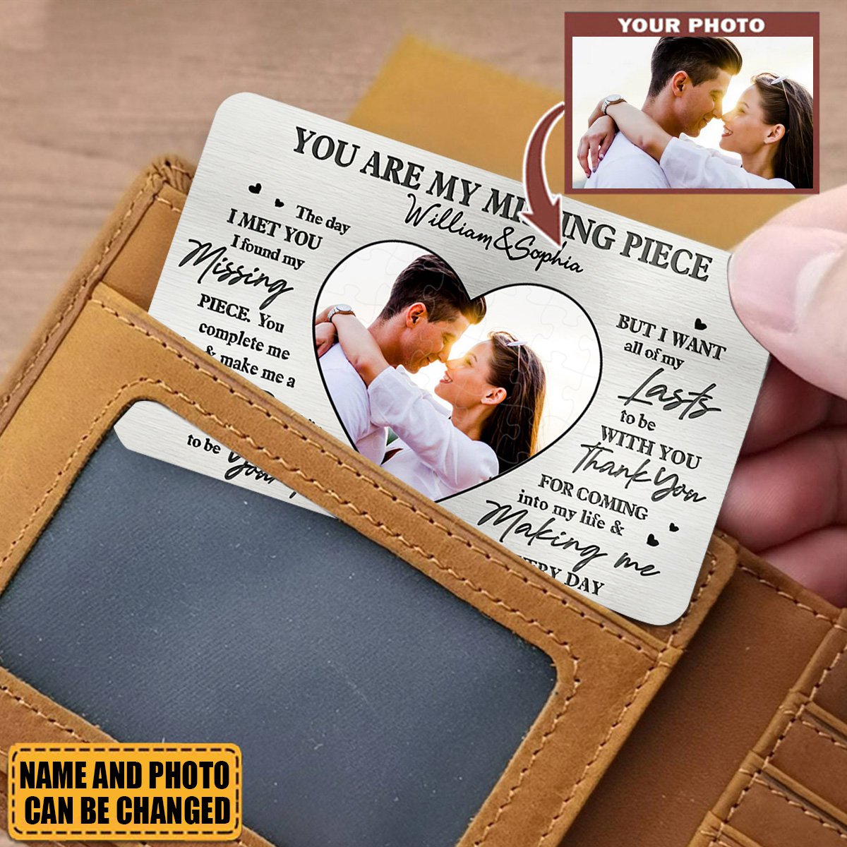 Custom Photo You Are My Missing Piece - Couple Personalized Stainless Steel Wallet Card - Gift For Husband Wife, Anniversary
