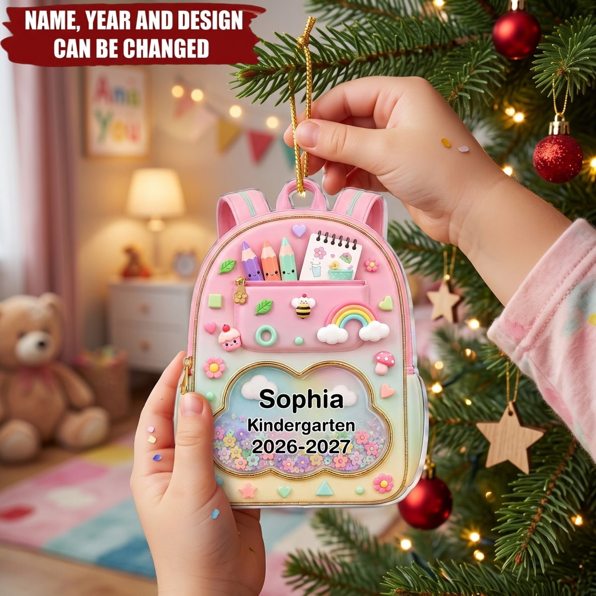 Kids School Backpack - Personalized Acrylic Custom Shape Ornament