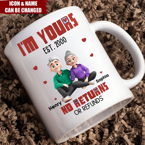 New Version Cartoon Couple I'm Yours No Returns Or Refunds - Personalized Mug