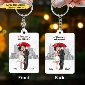 Elegant Couple Love Skyline Personalized Acrylic Keychain