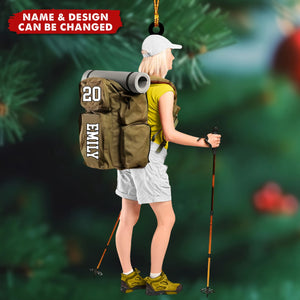 Personalized Hiking Girl Ornament - Gift For Hiking Lovers, Climbing Gifts
