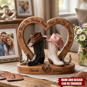 Cowboy & Cowgirl Couple - Personalized Wooden 4-Layer Block