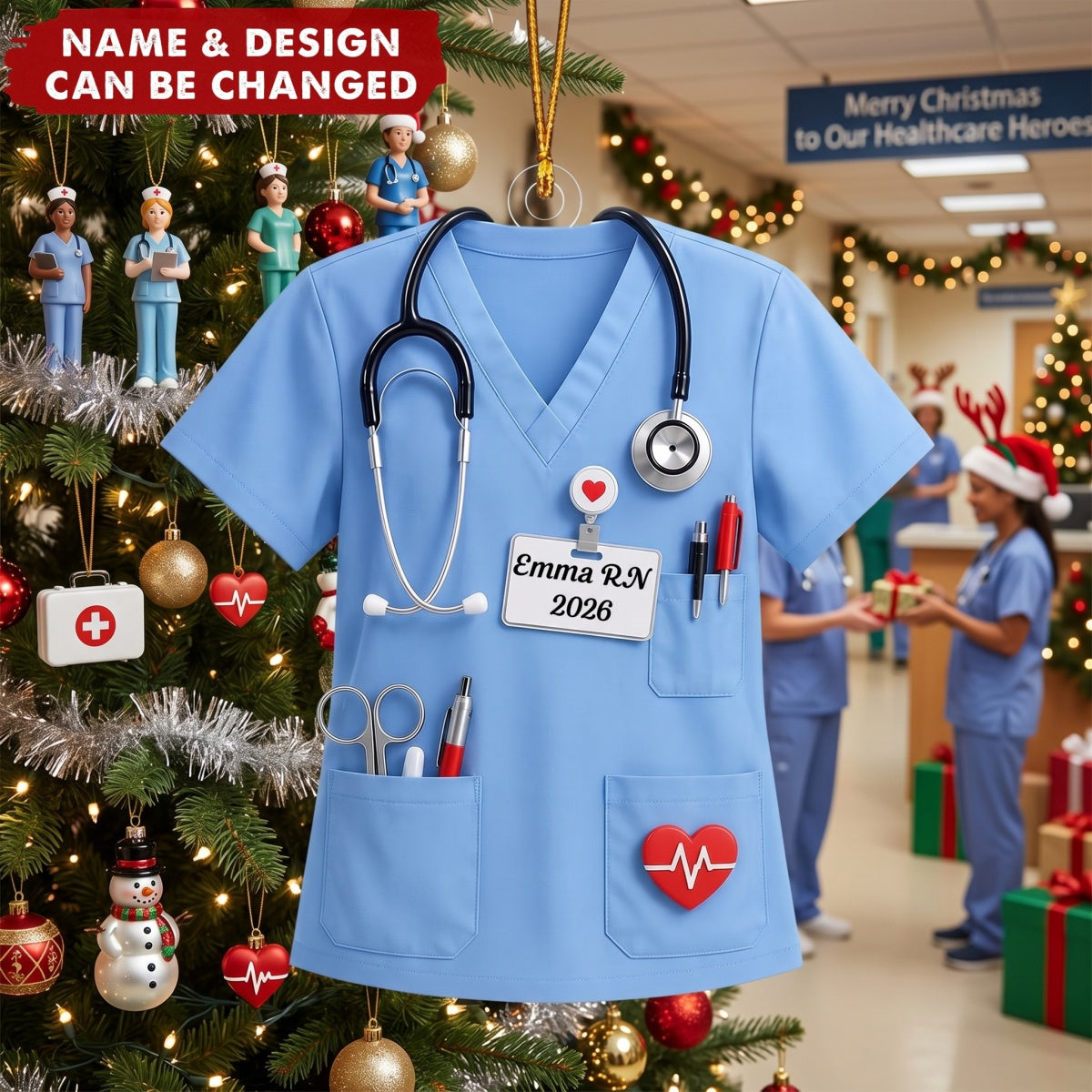 Nurse Scrubs – Personalized Acrylic Keychain