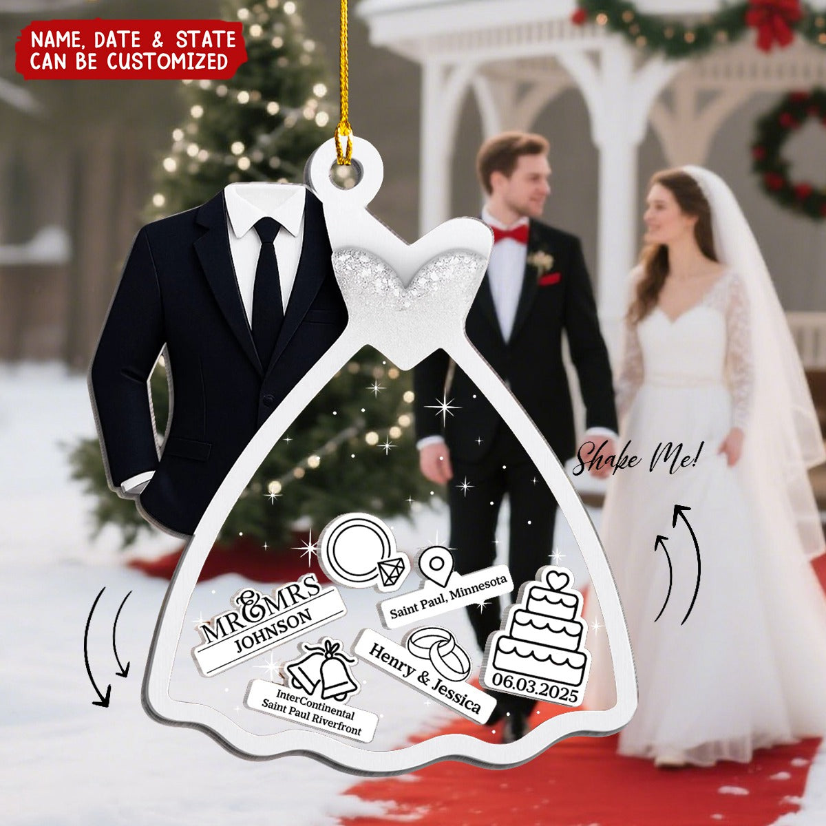 Making Memories Together - Couple Personalized 3 Layers Shaker Ornament, Anniversary Christmas Wedding Gifts