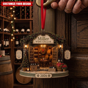 Personalized Wine Cellar Christmas Ornament - Custom Wine Lover Gift