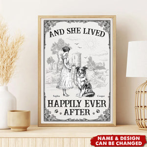 And She Lived Happily Ever After Dog Toile De Jouy - Personalized Poster