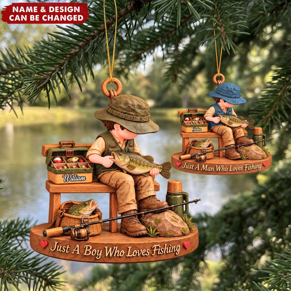 Just A Boy Who Loves Fishing – Personalized Acrylic Custom Shape Ornament