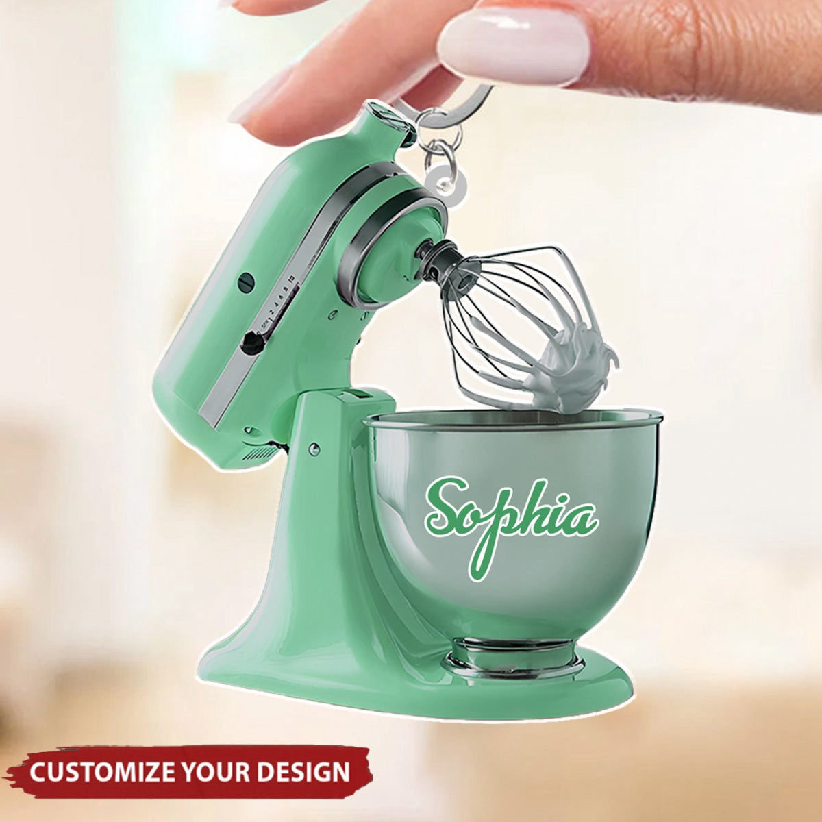 Personalized Baking Mixer Lights Keychain, Baker Gifts