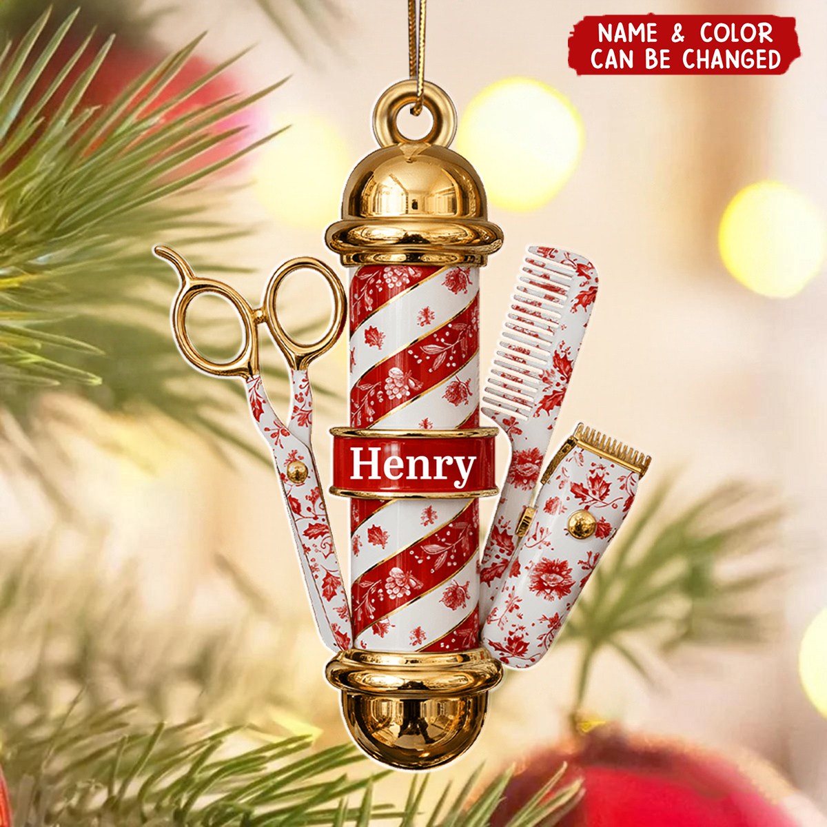 Personalized Barber’s Essentials Acrylic Ornament, Gift For Barber