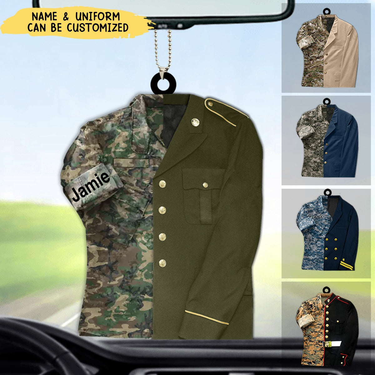 Military Camouflage and Dress Blues Uniform Personalized Acrylic Ornament For Military Veteran