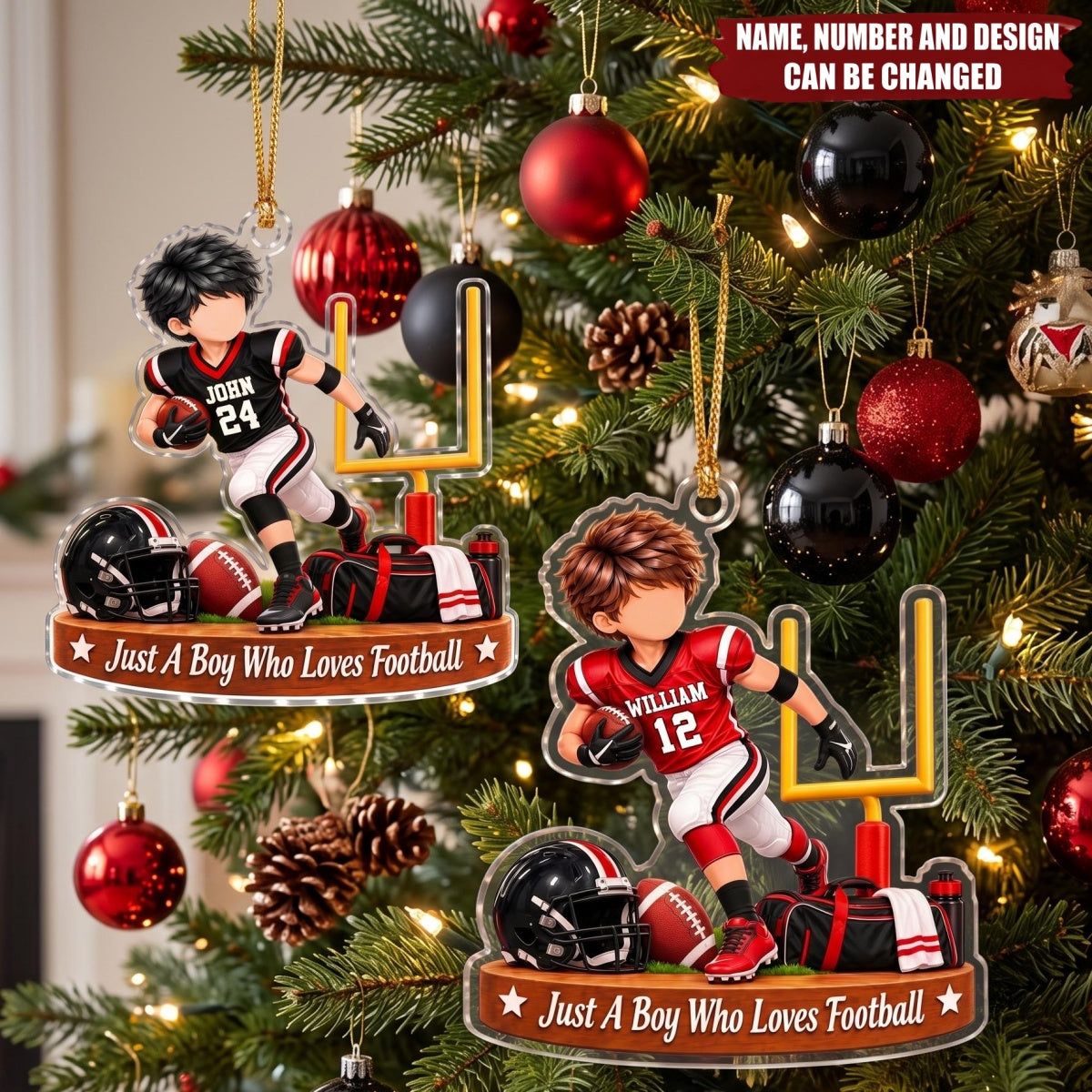 Just A Boy Who Loves Football  – Personalized Acrylic Custom Shape Ornament