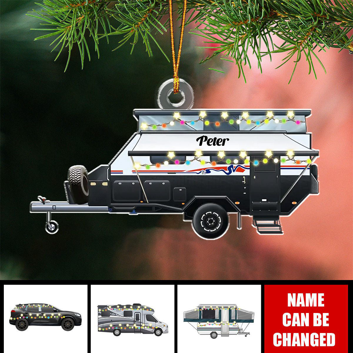 Personalized Camping Xmas Acrylic Ornament - Gift Idea For Family/ Camping Lover