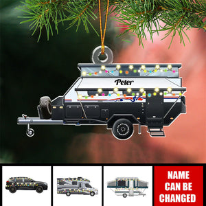 Personalized Camping Xmas Acrylic Ornament - Gift Idea For Family/ Camping Lover