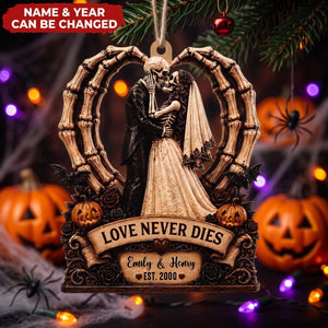 Love Never Dies - Personalized Wooden Ornament, Gift For Couples